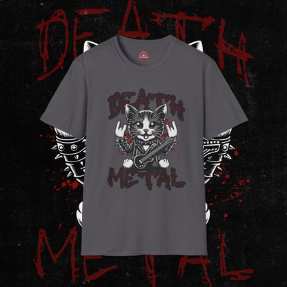 Death Metal Cat T-Shirt - Edgy Graphic Tee for Music Lovers