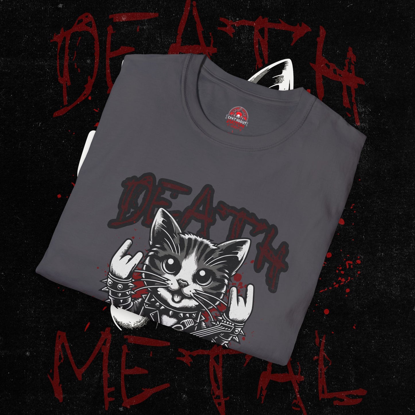 Death Metal Cat T-Shirt - Edgy Graphic Tee for Music Lovers