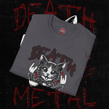 Death Metal Cat T-Shirt - Edgy Graphic Tee for Music Lovers