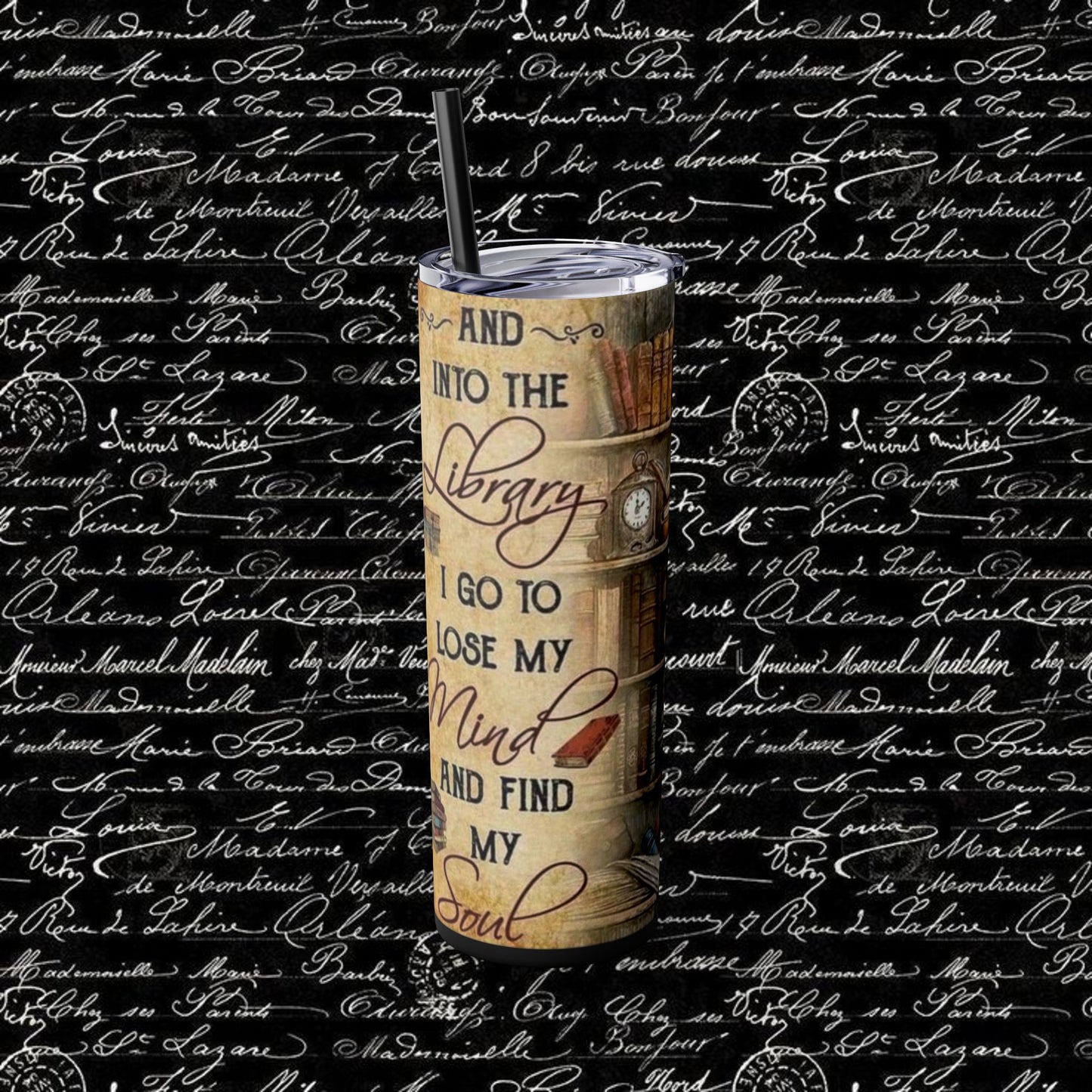 Library Love Skinny Tumbler with Straw - 20oz
