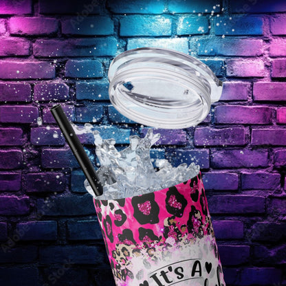 Funny Leopard Print Skinny Tumbler - 20oz – "It's a Beautiful Day to Leave Me Alone"