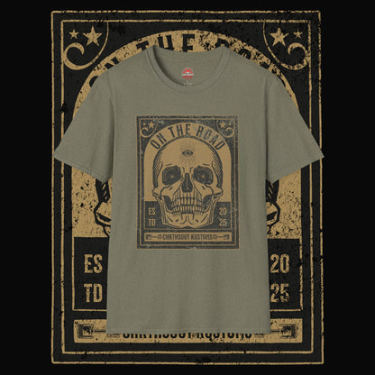 On The Road Skull Graphic  T-Shirt