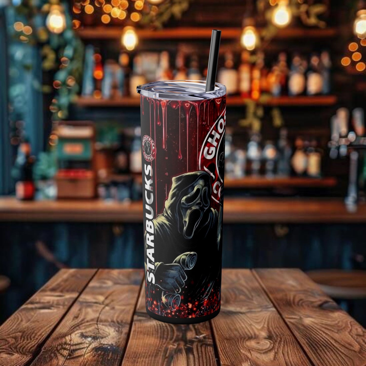 Halloween (Ghostface) Design Tumbler with Straw