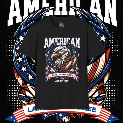 Patriotic T-Shirt for Independence Day, July 4th Celebration, Veteran's Day Gift, USA Eagle Tee, Land of the Free Apparel