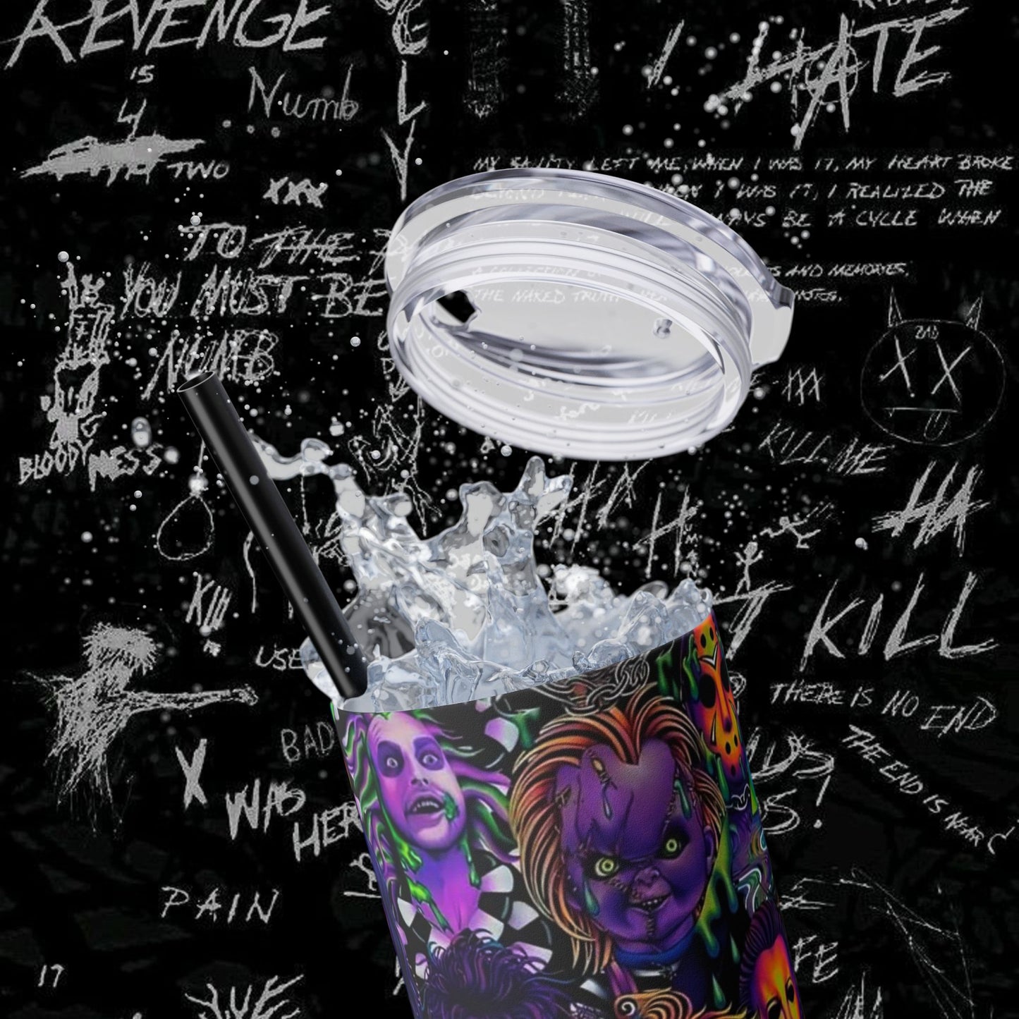 Gothic Horror Skinny Tumbler with Straw | 20oz | Perfect for Horror Fans