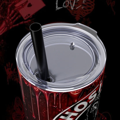Ghost Face Coffee Skinny Tumbler - 20oz with Straw for Horror Fans