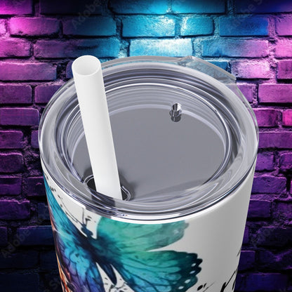 Floral Butterfly Skinny Tumbler - 20oz - Perfect for Moms - 'Hot Mess Just Doing My Best'
