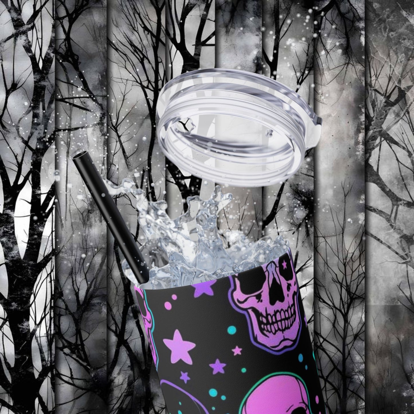 Vibrant Skull Tumbler with Straw - 20oz