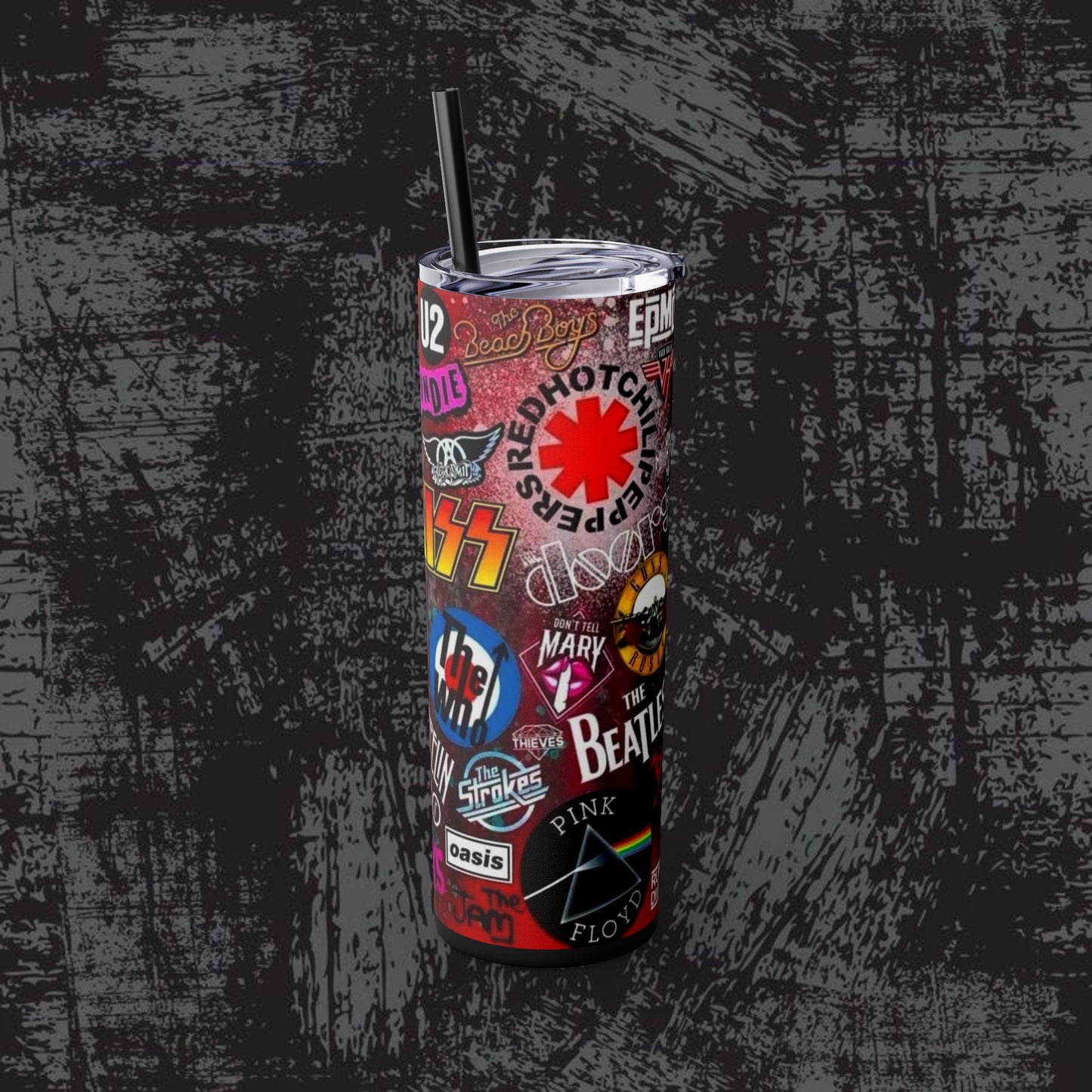 Rock Band Skinny Tumbler with Straw - 20oz Music Lover Drinkware