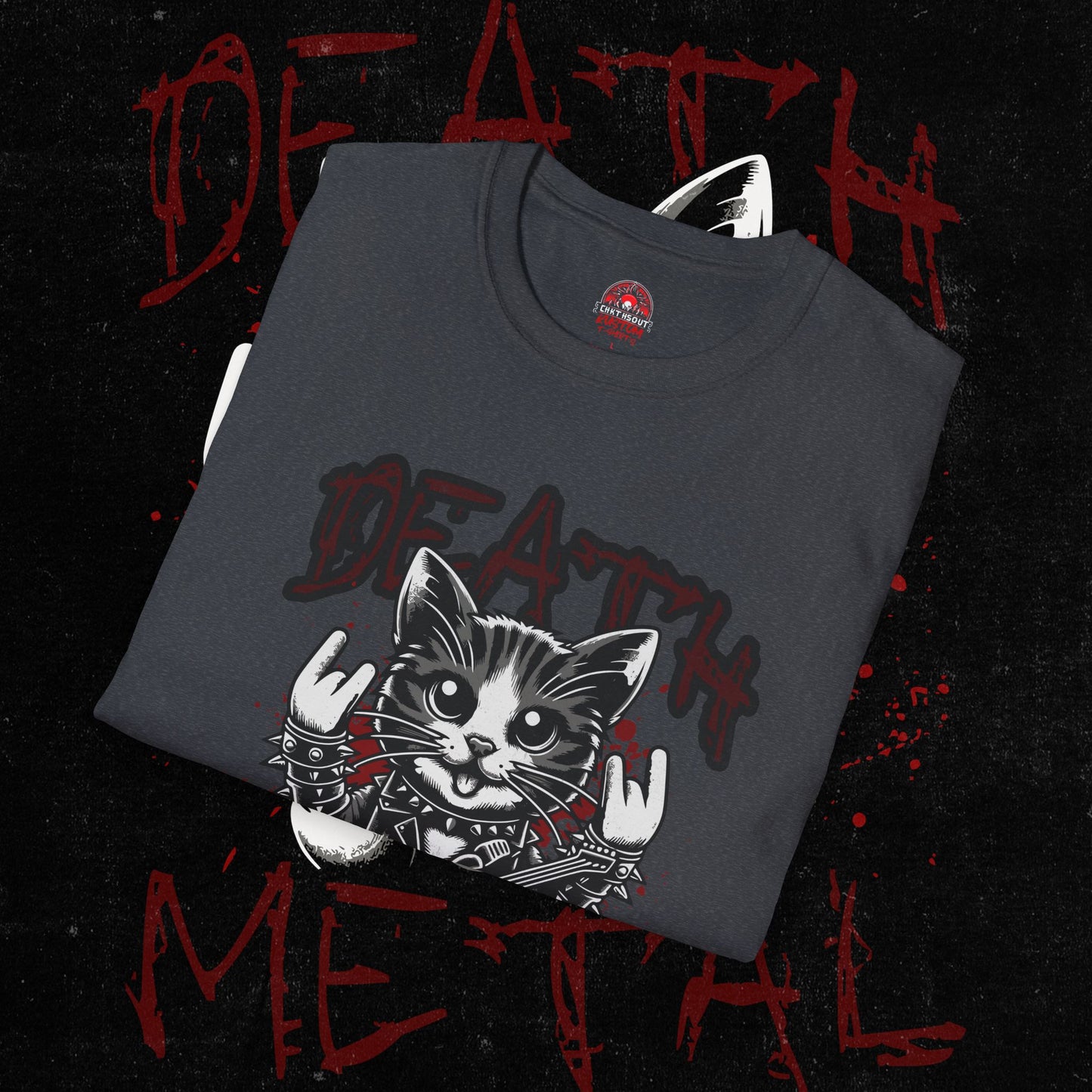 Death Metal Cat T-Shirt - Edgy Graphic Tee for Music Lovers