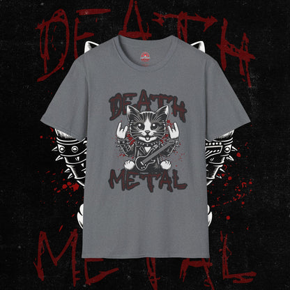 Death Metal Cat T-Shirt - Edgy Graphic Tee for Music Lovers