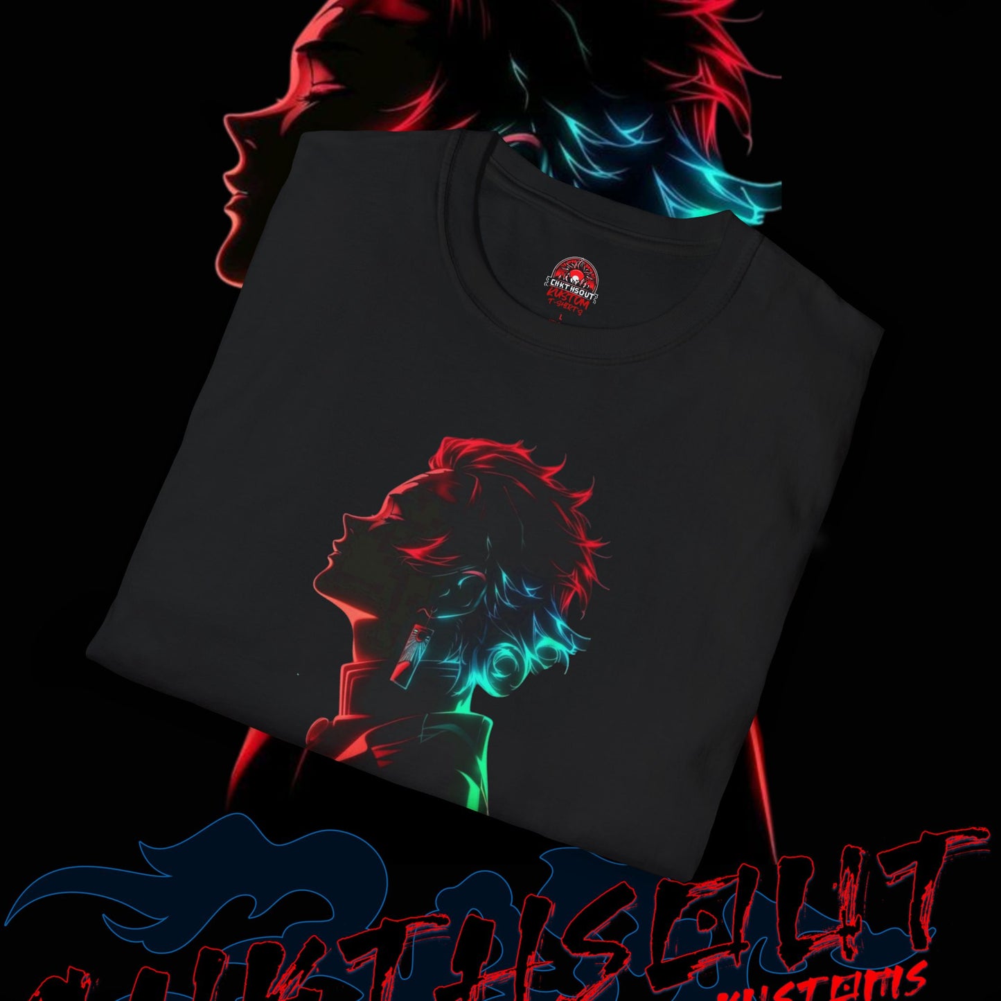 Neon Tanjiro Anime T-Shirt - Unique Graphic Tee for Fans