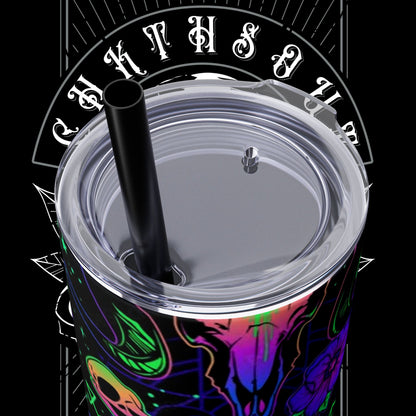 Gothic Floral Skinny Tumbler with Straw - 20oz