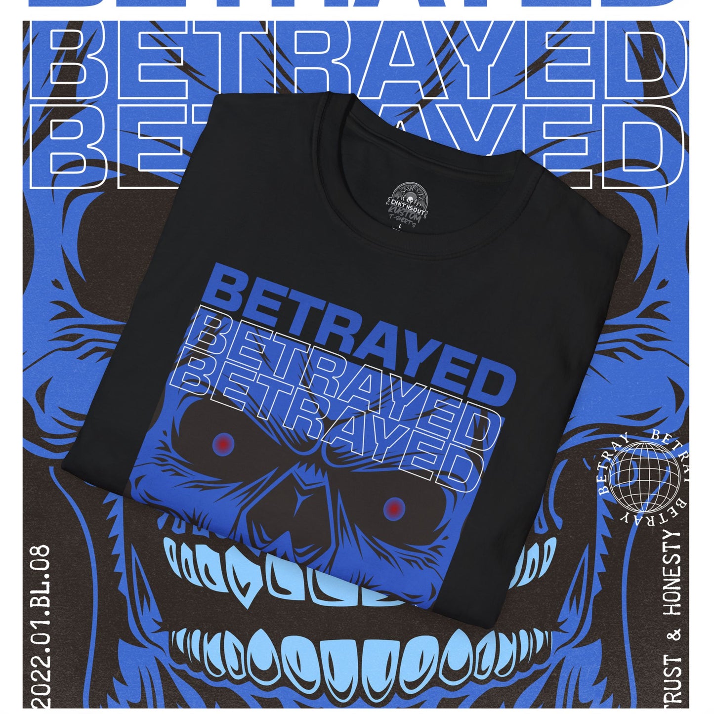 Betrayed Skull Graphic, Edgy Streetwear Tee