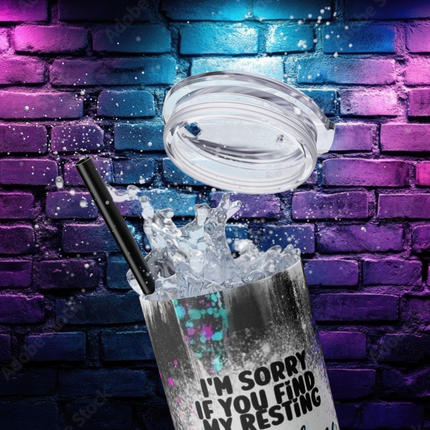 Funny Cow Tumbler with Straw - 20oz Resting Bitchface Design