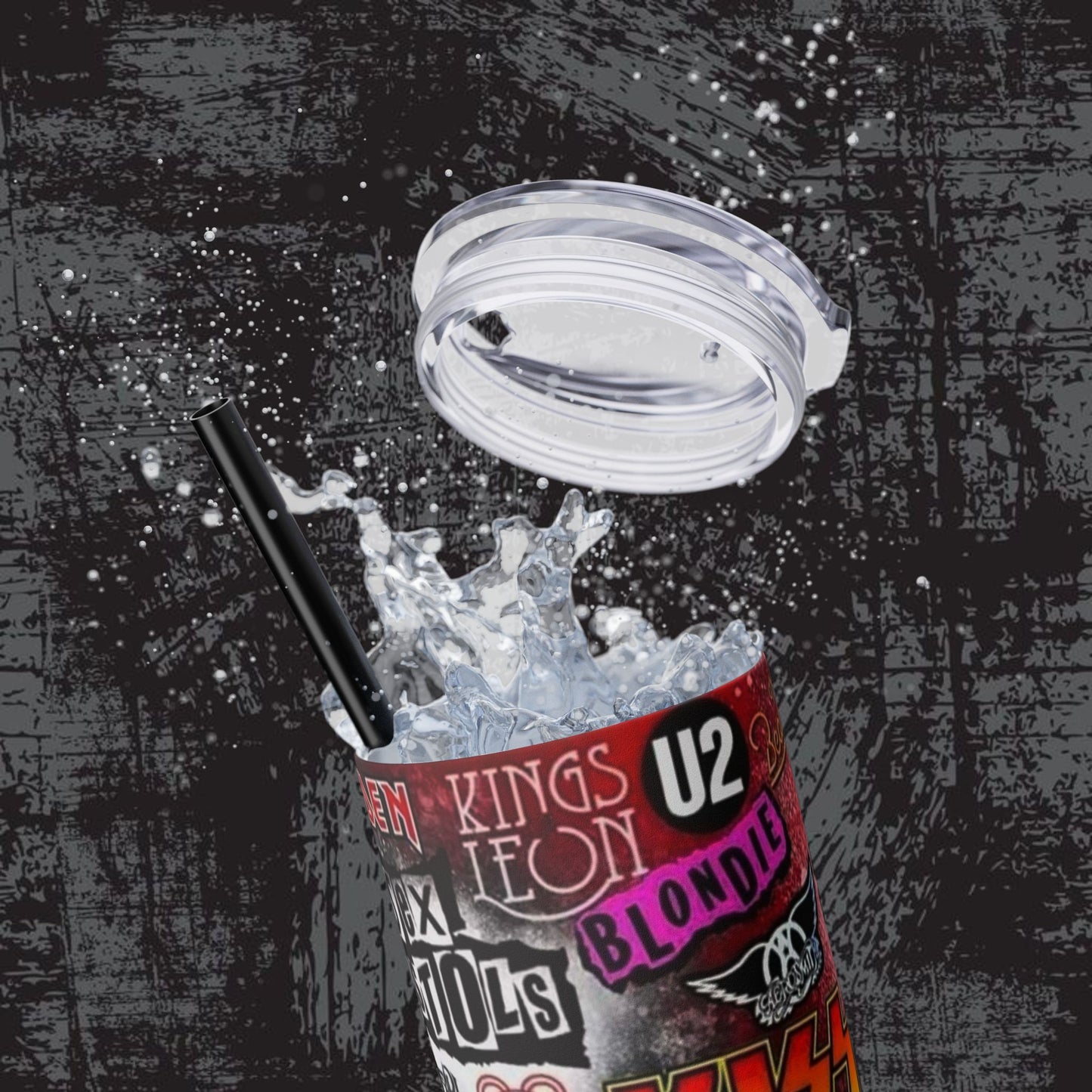 Rock Band Skinny Tumbler with Straw - 20oz Music Lover Drinkware
