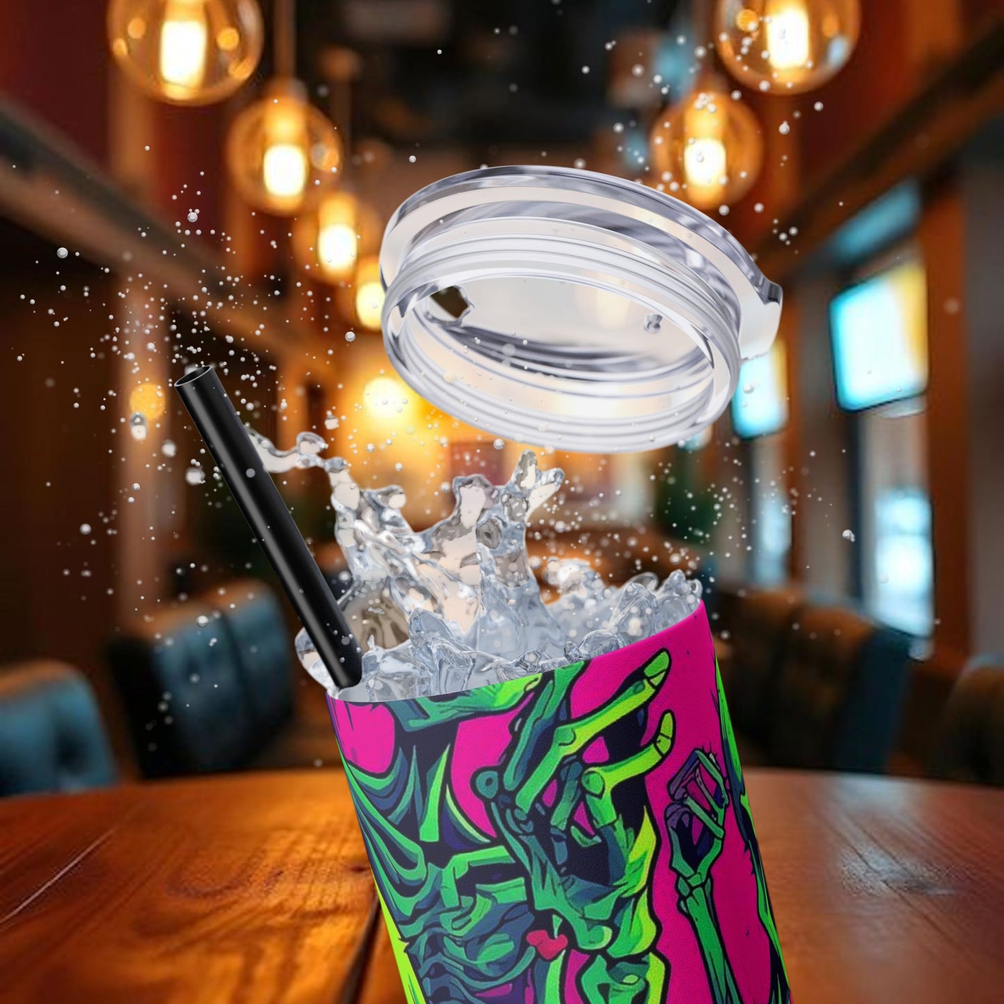 Halloween Design Skull Tumbler with Straw