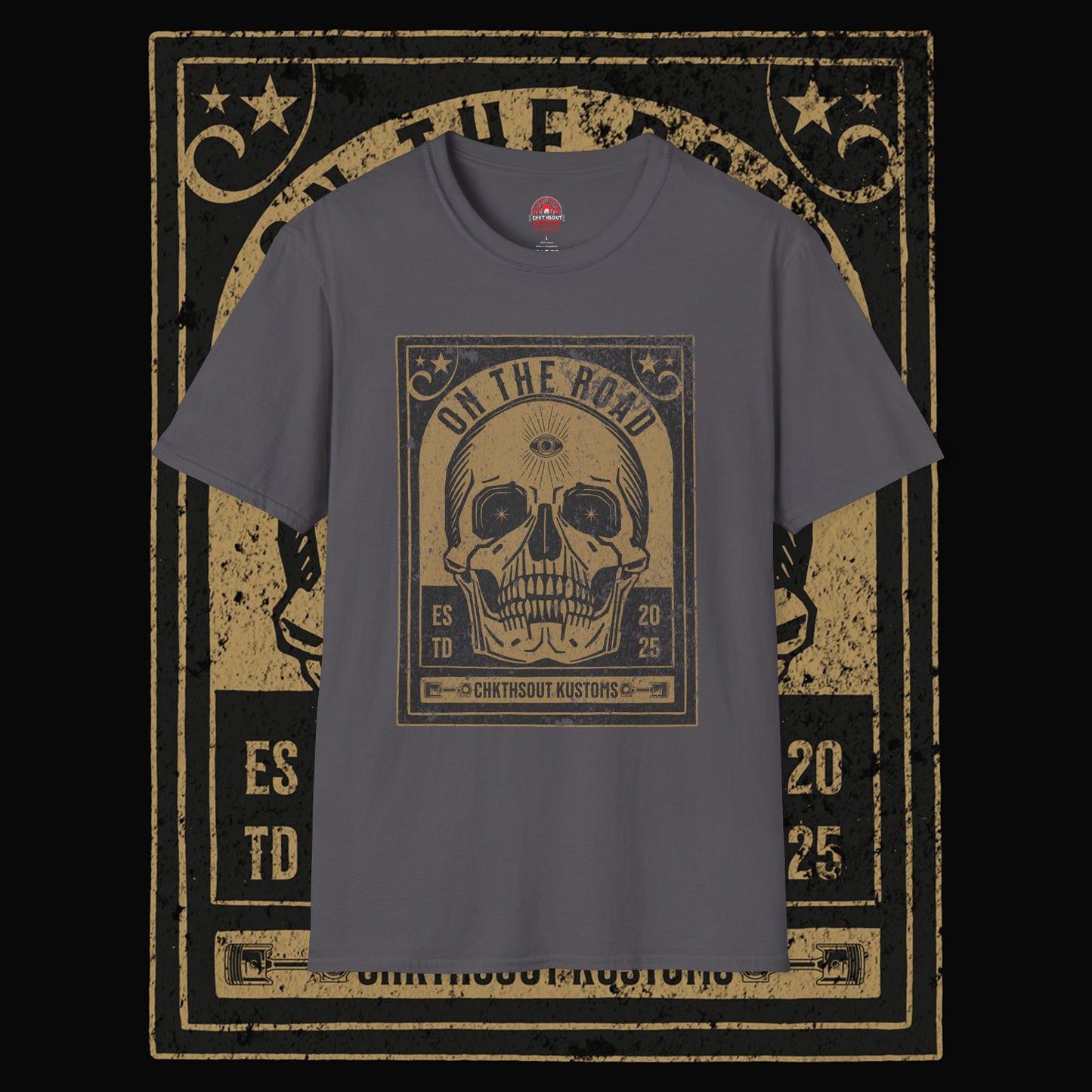 On The Road Skull Graphic  T-Shirt