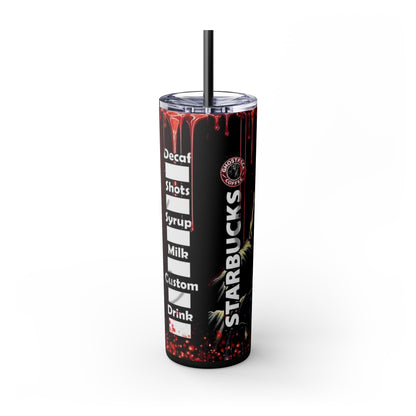 Ghost Face Coffee Skinny Tumbler - 20oz with Straw for Horror Fans
