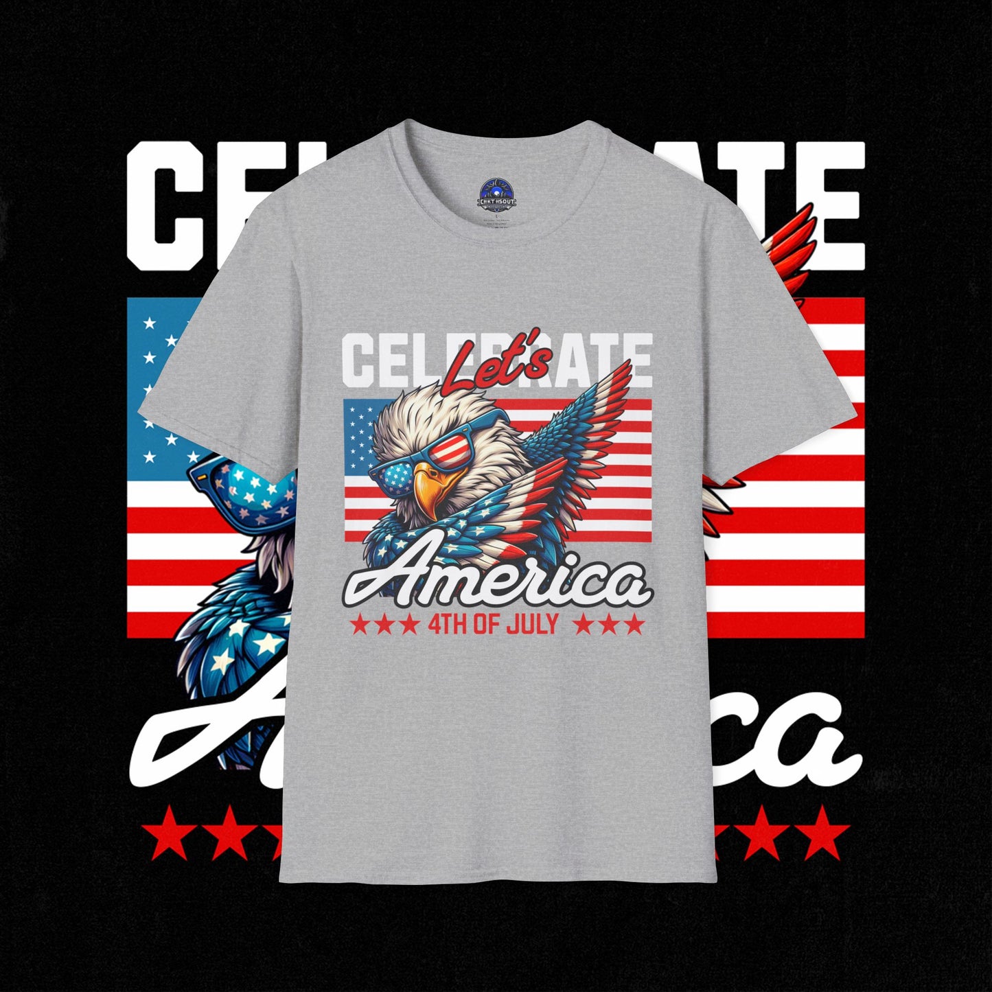 4th of July T-Shirt, Celebrate America Tee, Patriotic Shirt, Independence Day Apparel, Red White Blue Graphic Tee