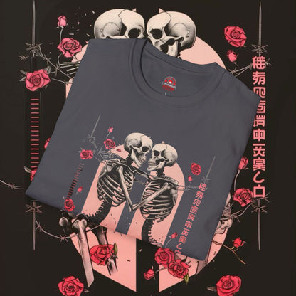Romantic Skeleton Graphic T-Shirt for Halloween & Couples