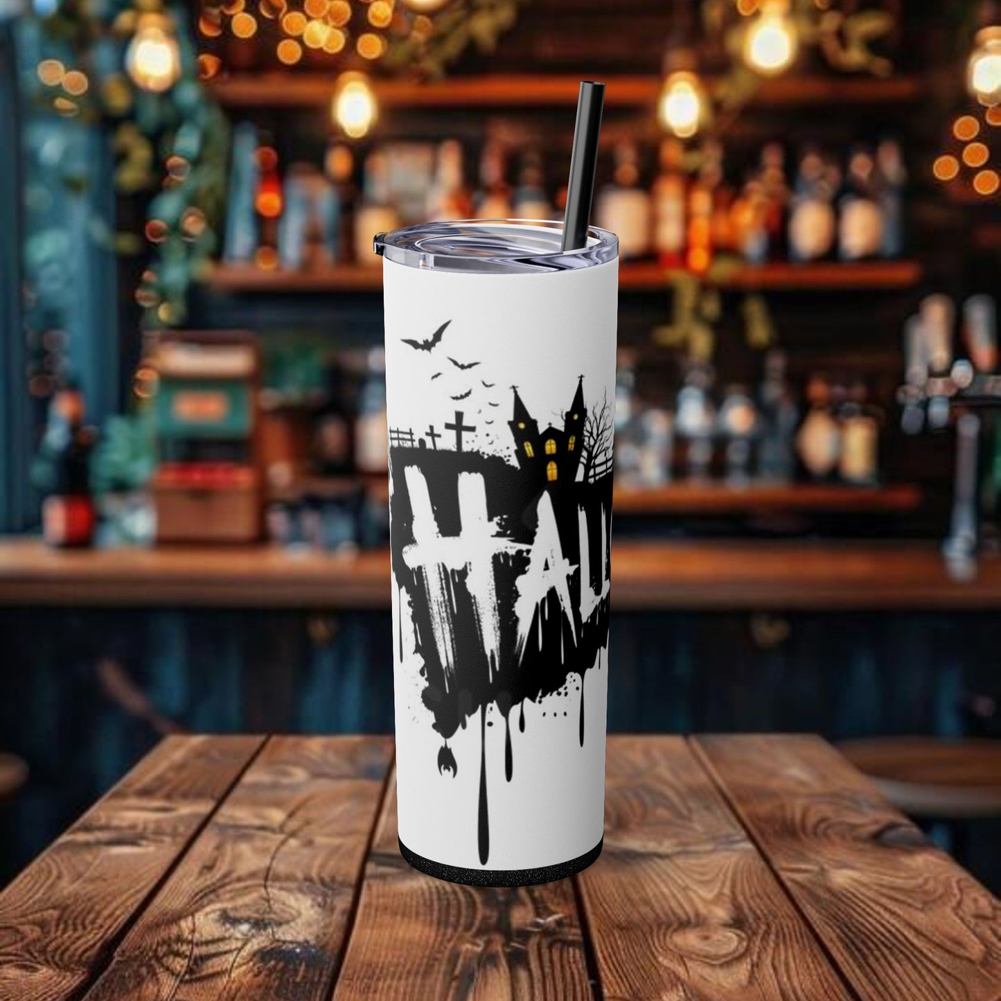 Halloween Design Tumbler with Straw